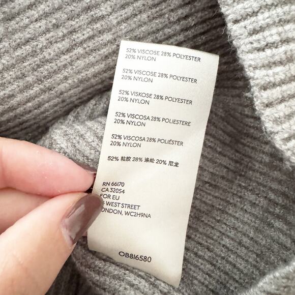 FREE PEOPLE Softly Structured Tunic Turtleneck Sweater Gray Medium M - Picture 9 of 10